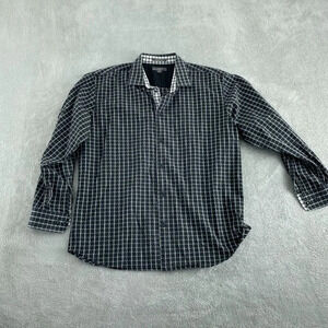 Mens Cezani Black & White Checkered Long Sleeve Shirt XL 100% Cotton 4856